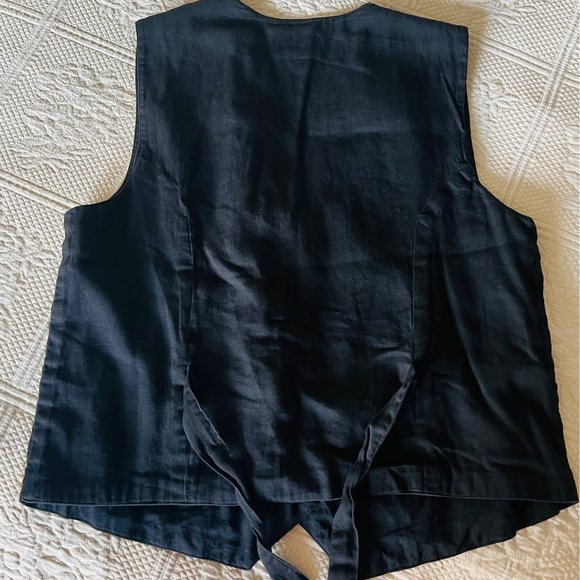 Vintage Vest Paul Harris Design Black Cotton Size S Embroidered Pumpkins Boho - Picture 5 of 7